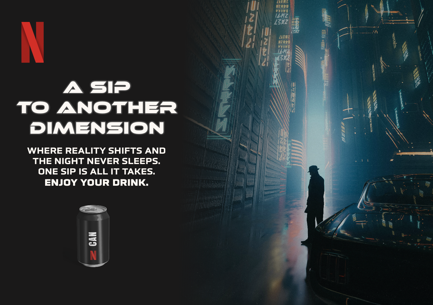 Netflix drink poster design — horizontal format