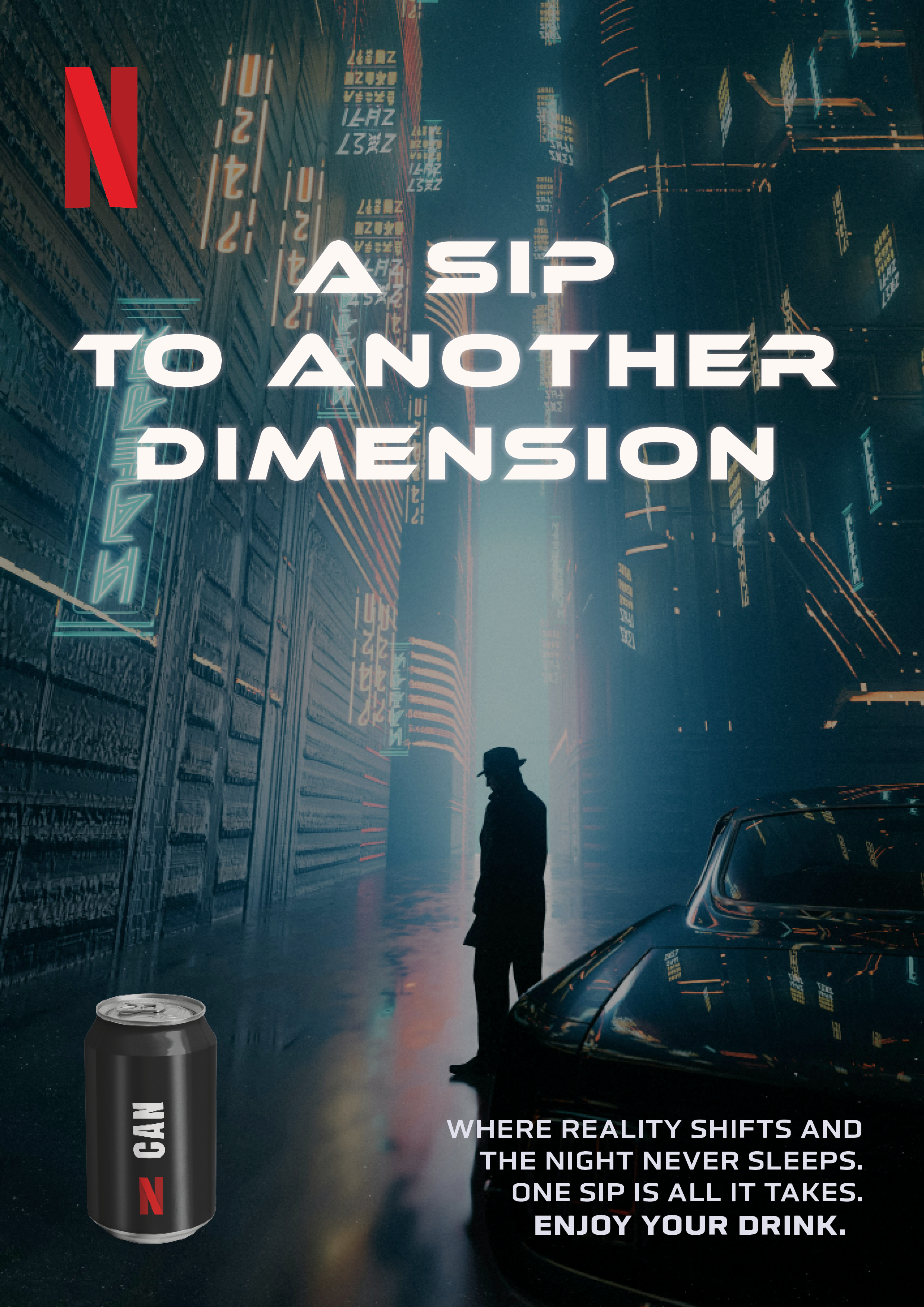 Netflix drink poster design — vertical format